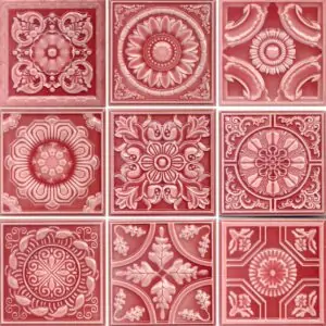 red glossy encaustic tile 1500119